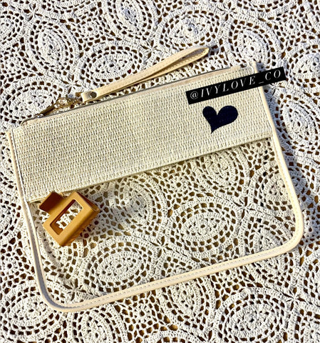 RAFFIA Clear Zip Clutch