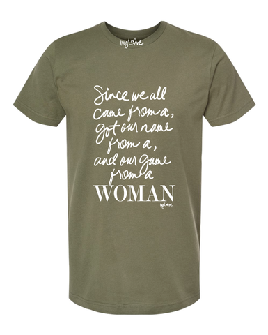 GAME FROM A WOMAN Olive Green Unisex TEE